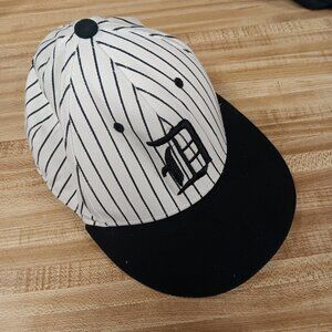 Black and White Stripe Baseball Hat OC Sports D Embroidered By Outdoor Cap S/M